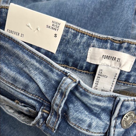 Forever 21 Blue Skinny Jeans High-Waisted Tapered - Picture 10 of 11